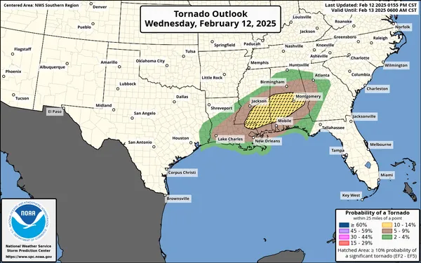 Tornado Watch Covers Southeast Texas as Storm Line Nears Houston, Raising Wind, Hail, Flooding Risks